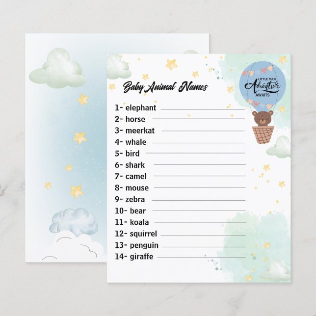 Papier aventure attend Bear fun douche bébé animal jeu (Devant / Derrière)