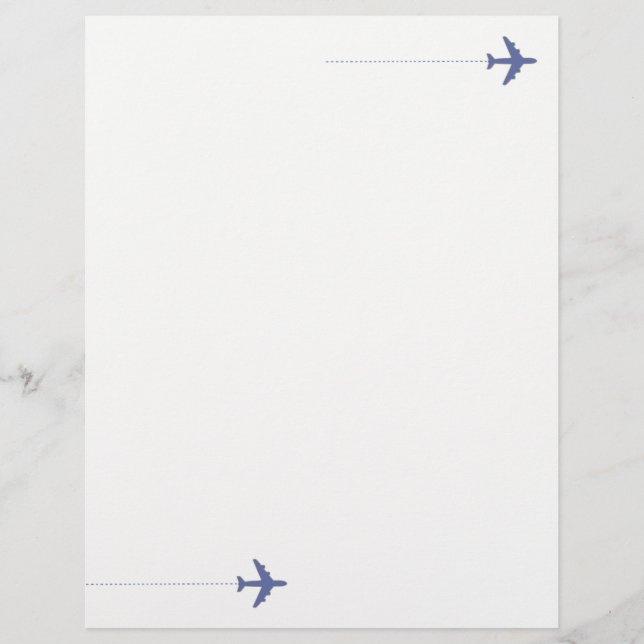 Papier avion de voyage bleu avec ligne pointillée sur bla (Devant)