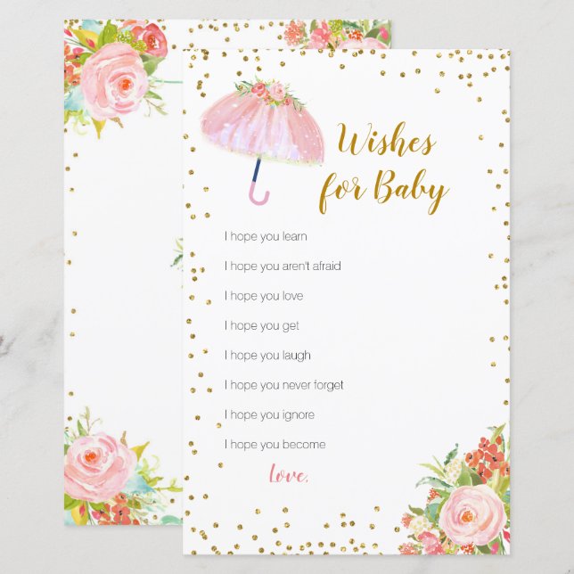 Papier Avril Douches Apportent mai Fleurs Voeux pour bébé (Devant / Derrière)