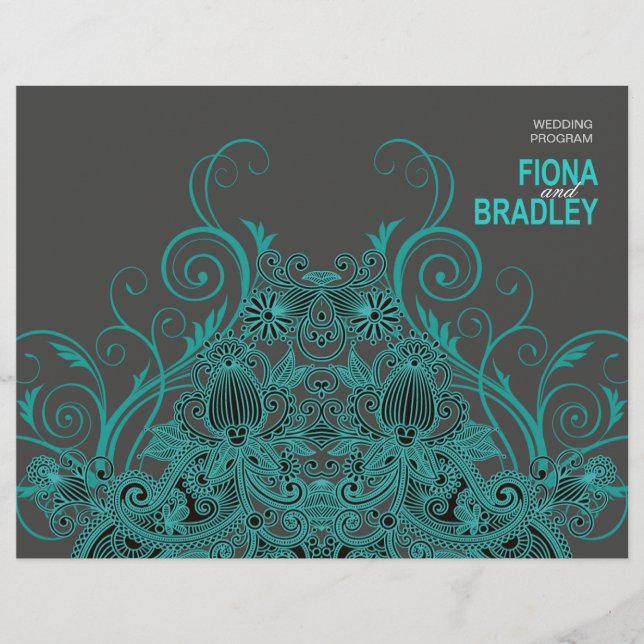 Papier Aztec Paisley Wedding Program - charbon de bois tu (Devant)