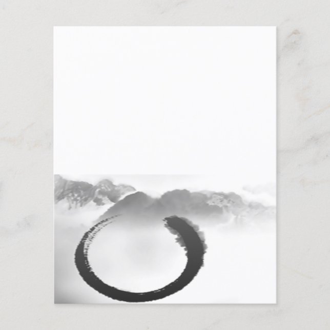 Papier B&W Aquarelle Montagnes tranquilles Zen Enso (Devant)