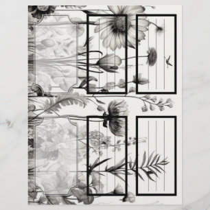 Papier B&W Fleurs sauvages Suzy's Garden 1 Blanc Personna