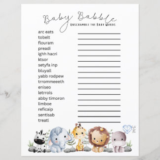 Papier Babillage de bébé - Jeu de mots mêlés sur le thème