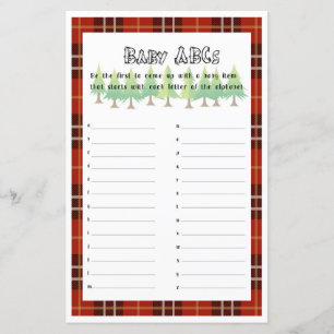 Papier Baby ABC's Little Lumberjack Baby shower Jeu
