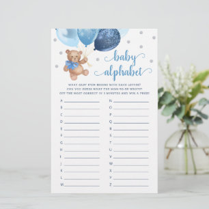 Papier Baby Alphabet ABC Jeu Baby shower Teddy Bear