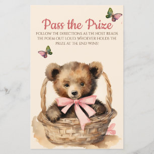 Papier Baby Bear Girl Baby shower Passez le jeu du prix