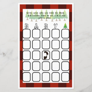 Papier Baby Bingo Little Lumberjack Baby shower Jeu