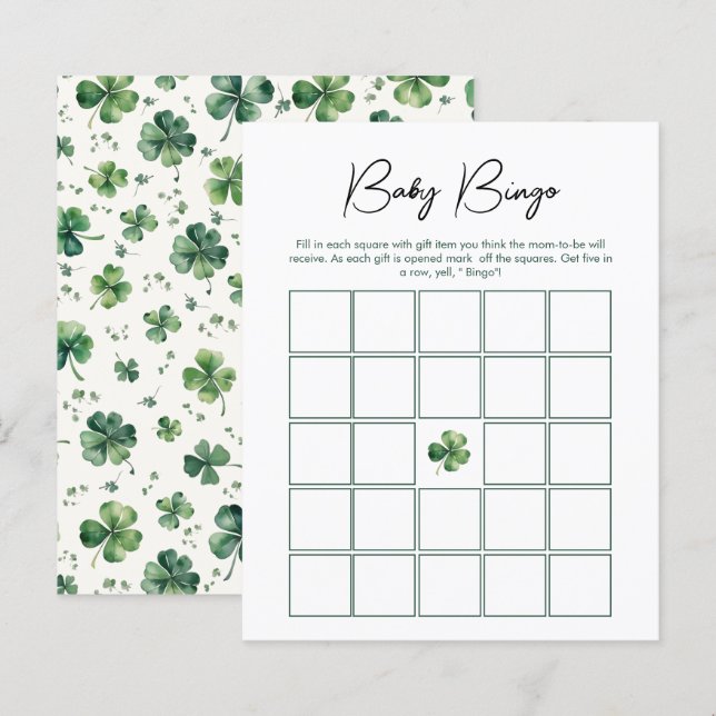 Papier Baby Bingo Lucky Charm Baby shower Jeu (Devant / Derrière)