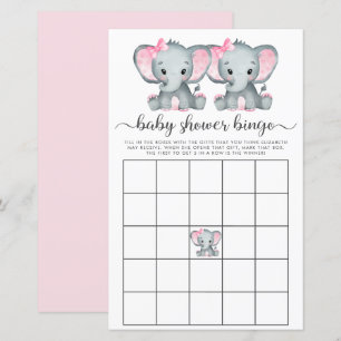 Papier Baby Bingo Twin Girls Elephant Shower Game