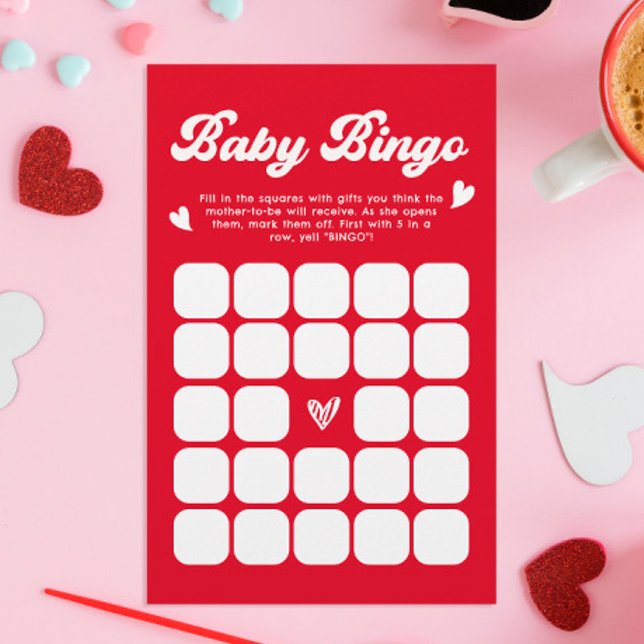Papier Baby Bingo Valentines Baby shower Jeu (Créateur téléchargé)