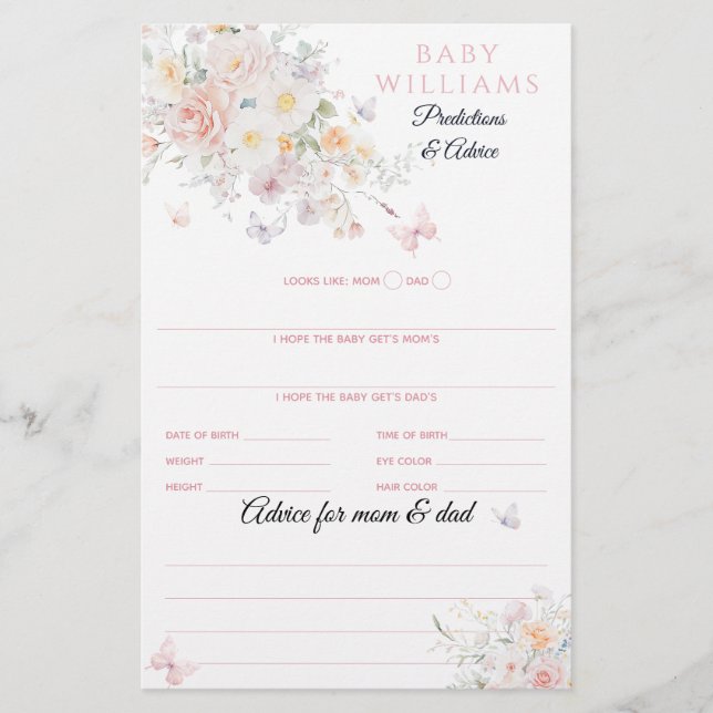 Papier Baby Bloom Fleur sauvage  Butterfly Baby shower (Devant)