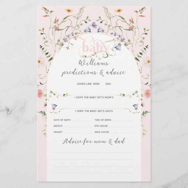 Papier Baby Bloom Fleur sauvage Girl Baby shower rose (Devant)