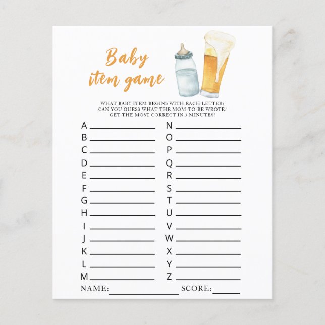 Papier Baby brasse de la bière baby shower Baby Item Game (Devant)