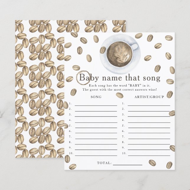 Papier Baby brasse du café - Nom ce jeu de chanson (Devant / Derrière)