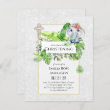 Baby Elephant CHRISTENING Invitation pour les fill