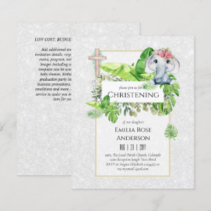 Papier Baby Elephant CHRISTENING Invitation pour les fill