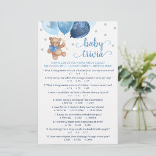 Papier Baby Facts Trivia Jeu Baby shower Teddy Bear