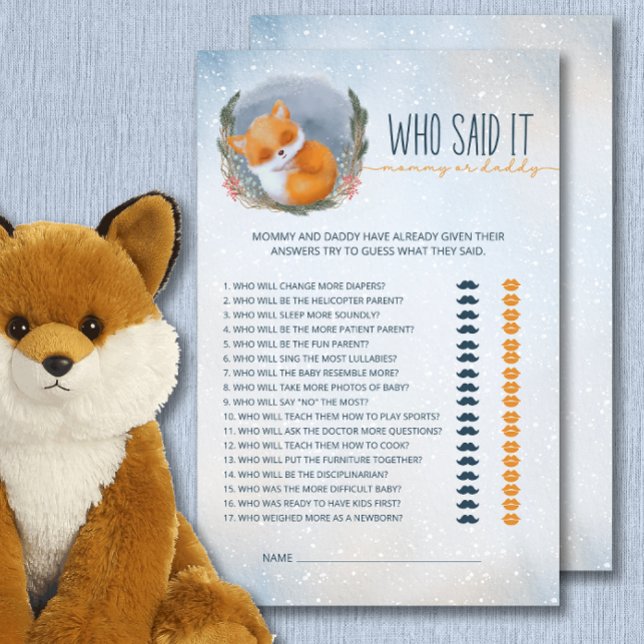 Papier Baby Fox Winter Qui L'A Dit Maman Papa Jeu (Créateur téléchargé)