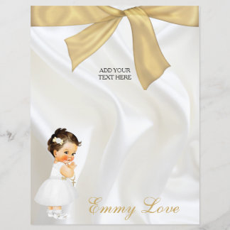 Papier Baby Girl Baptism Christening White Gold