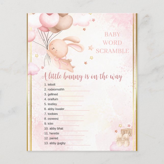 Papier Baby Girl Bunny Baby shower Jeu (Devant)