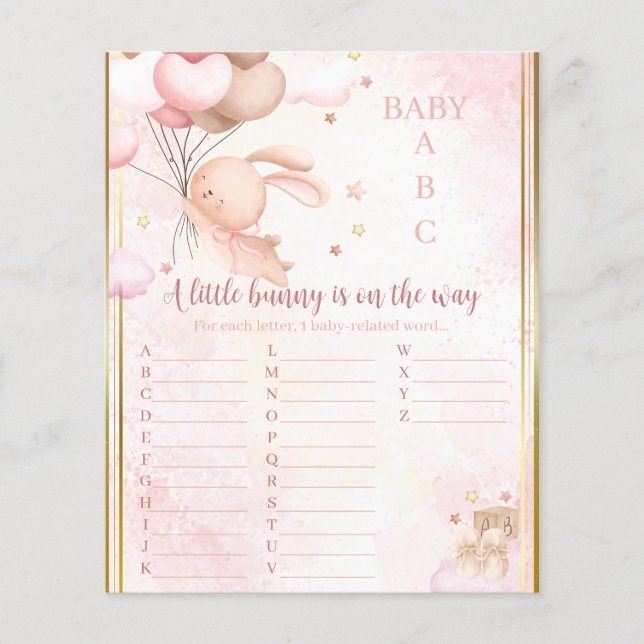 Papier Baby Girl Bunny Baby shower Jeu (Devant)