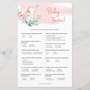 Papier Baby Girl Elephant Eucalyptus Baby Trivia jeu