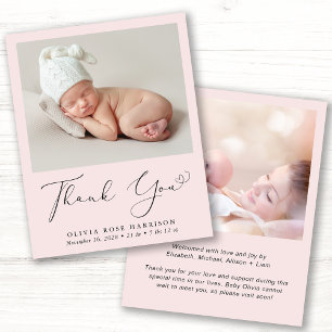 Papier Baby Girl Photo Merci rose Faire-part de naissance