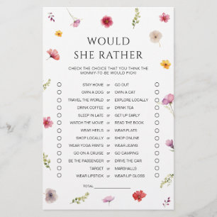 Papier Baby in Bloom Baby shower Voudrait-elle Plaire jeu