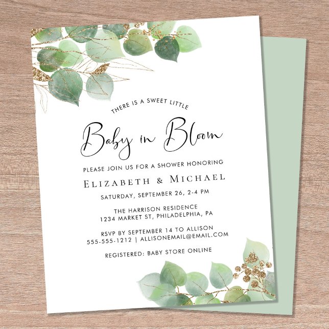 Papier Baby in Bloom Eucalyptus Couples Douche Invitation (Créateur téléchargé)
