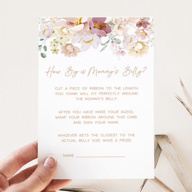 Papier Baby in Bloom Floral How Big is Mommy's Belly Game (Spring Wildflower Baby Shower How Big is Mommy's Belly Game)