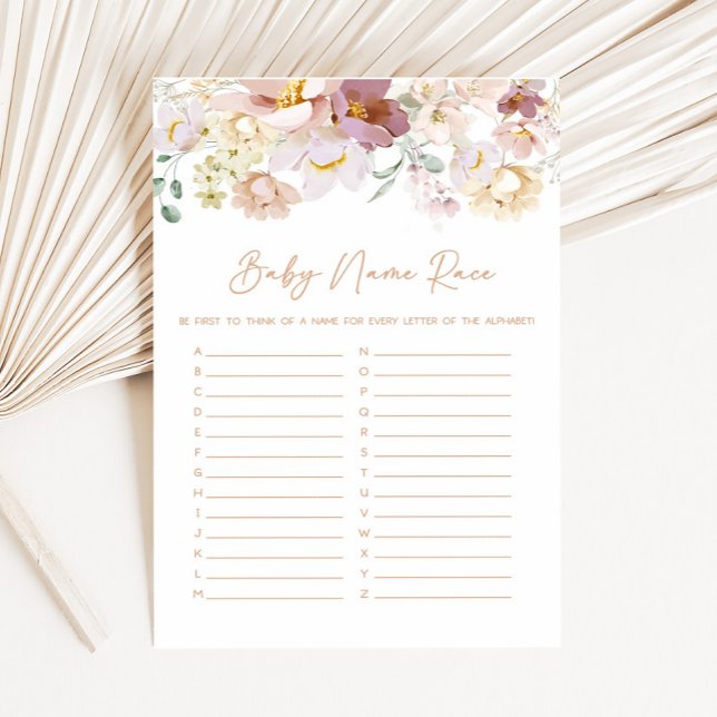 Papier Baby in Bloom Florals Baby Name Race Game (Spring Wildflower Baby Shower Baby Name Race Game)