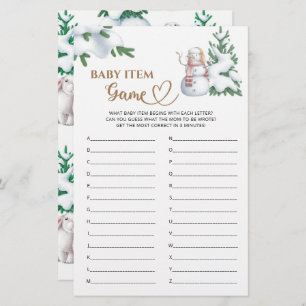 Papier Baby Item Jeu Baby shower d'hiver Jeu.