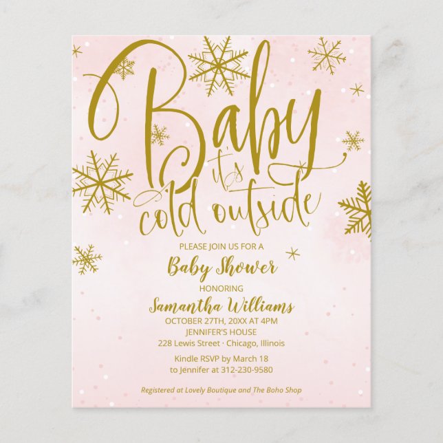 Papier Baby It's Cold Outside Baby shower Invitation (Devant)