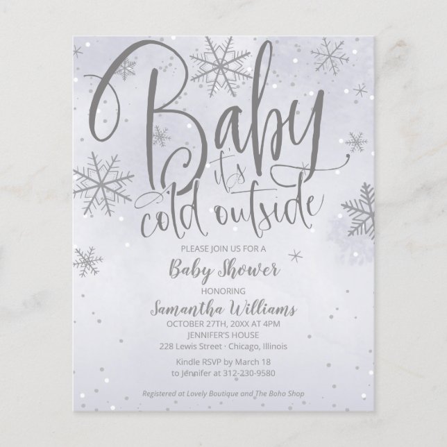 Papier Baby It's Cold Outside Grey Baby shower Invitation (Devant)
