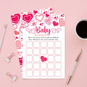 Papier "Baby Love" Saint Valentin Baby shower Bingo Jeu