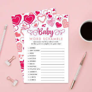 Papier "Baby Love" Saint Valentin Baby shower Mot de jeu