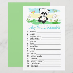 Papier Baby panda Baby word scrambule jeu
