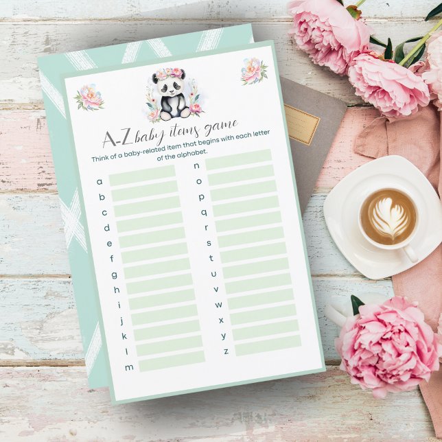 Papier Baby Panda Peonies Jungle Baby A-Z Baby Items (Baby Panda Peonies Jungle Baby A-Z Baby Items is a great baby shower game for your guest! )