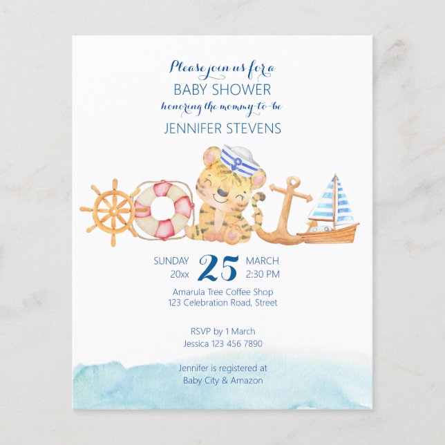 Papier Baby shower à budget pastel nautique (Devant)