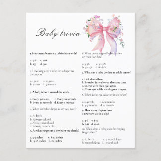 Papier Baby shower à thème ruban - Jeu de trivia pour béb