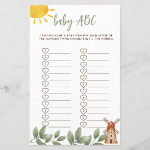Papier Baby shower ABC Game Farm Thème