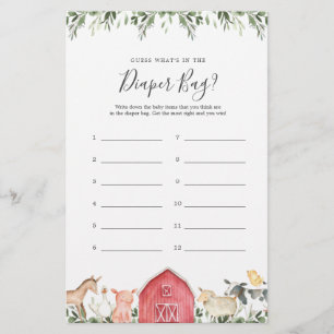 Papier Baby shower agricole Devinez ce qu'il y a dans le