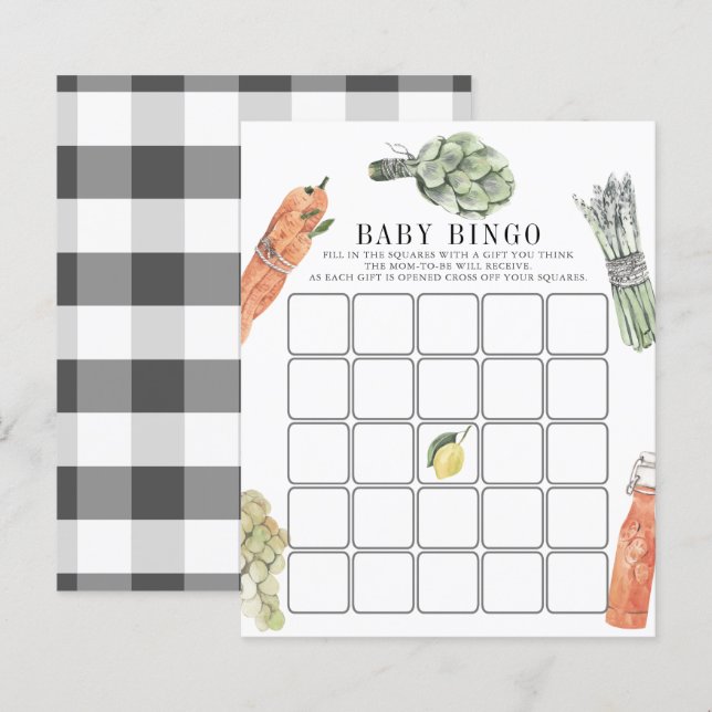 Papier Baby shower agricole local Bingo (Devant / Derrière)