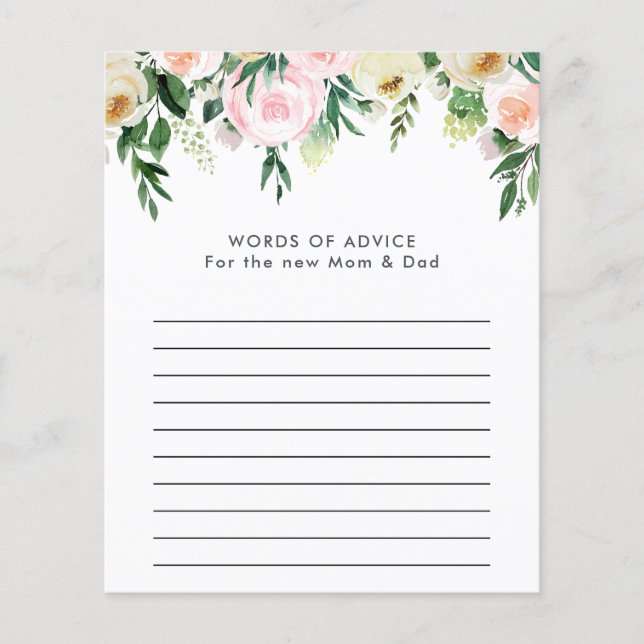 Papier Baby shower aquarelle jeu floral (Devant)