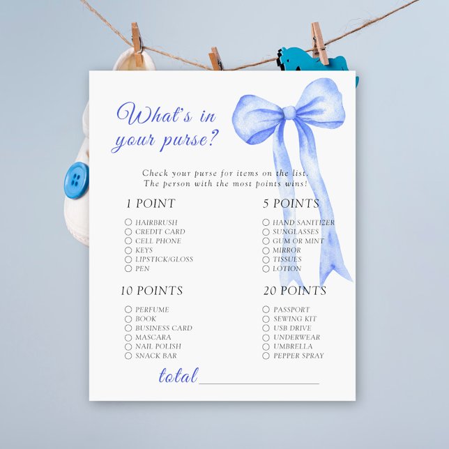 Papier Baby shower arc bleu - Qu'y a-t-il dans votre sac  (Créateur téléchargé)