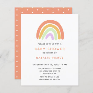 Papier Baby shower arc-en-ciel budget mignon simple Pêche