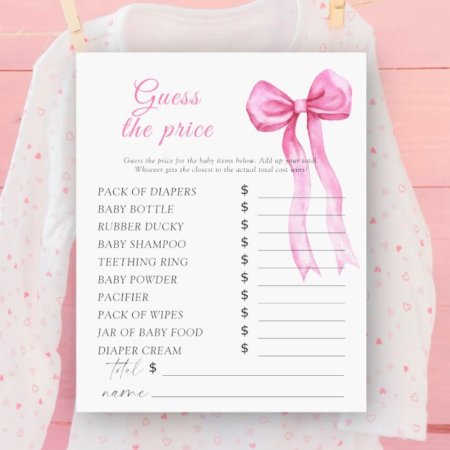 Papier Baby shower arc rose - Devinez le prix Jeu (Créateur téléchargé)