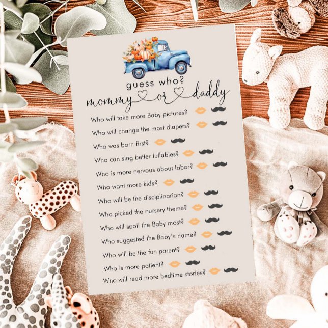 Papier Baby shower Automne Citrouille Camion "Devinez Qui (Créateur téléchargé)