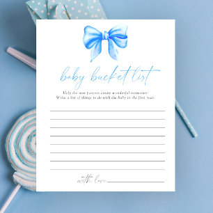 Papier Baby shower avec ruban bleu - Jeu de liste de chos