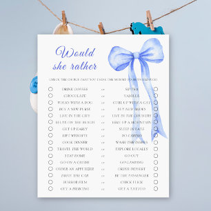 Papier Baby-shower avec un nœud bleu Elle préfèrerait jeu